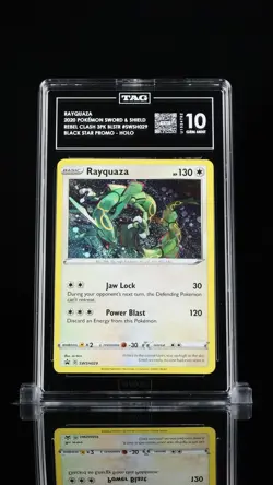 2020 POKEMON BLACK STAR PROMOS COSMOS HOLO #SWSH029 RAYQUAZA TAG 10 - Image 1