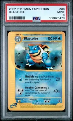 2002 POKEMON EXPEDITION #36 BLASTOISE PSA 9 - Image 1