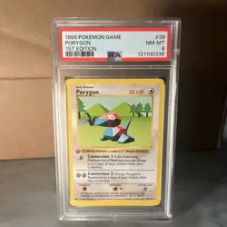 Pokemon Porygon 39/102 Base Set 1st Edition PSA - 8 - Image 1