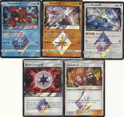 ALL 5 RARE PRISM STAR FORBIDDEN LIGHT POKEMON-Arceus Diancie Volcanion Lysandre+ - Image 1