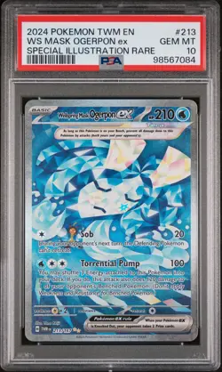 2024 POKEMON TWM EN-TWILIGHT MASQUERADE #213 WELLSPRING MASK OGERPON EX PSA 10 - Image 1