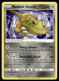 Pokemon TCG SWSH11: Lost Origin #124/196 Radiant Steelix NM - Image 1
