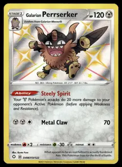 Pokemon TCG Shining Fates #SV087/SV122 Galarian Perrserker NM - Image 1