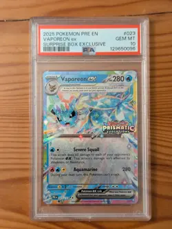 PSA 10 Vaporeon ex 023/131 Pokemon Prismatic Evolutions Stamped Promo - Image 1