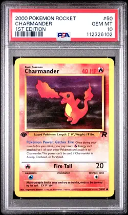 2000 POKEMON ROCKET 1ST ED #50 CHARMANDER PSA 10 - Image 1