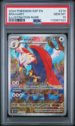 2024 POKEMON SSP EN-SURGING SPARKS ILLUSTRATION RARE #214 BRAVIARY PSA 10 - Image 1