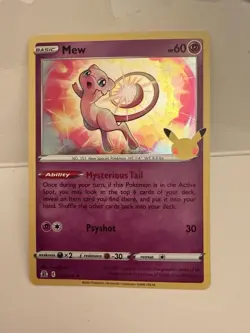 Mew 11/25 Celebrations Holo Rare 25th Anniversary Pokemon NM/mint TCG Card - Image 1