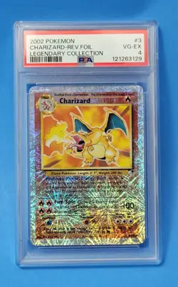 2002 Pokemon Legendary Coll #3 Charizard Reverse Holo Foil PSA 4 - Image 1
