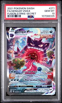 2021 POKEMON SWORD & SHIELD FUSION STRIKE SECRET FULL ART/GENGAR VMAX PSA 10 - Image 1