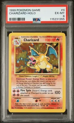 Pokemon TCG - Charizard - 4/102 - Rare - Holo - Base Set Unlimited [PSA 6 EX-MT] - Image 1