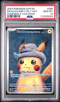 2023 POKEMON SVP EN-SV BLACK STAR PROMO #085 PIKACHU WITH GREY FELT HAT PSA 10 - Image 1