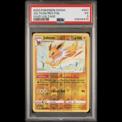 PSA 5 CRIMPED ERROR Jolteon Vivid Voltage Reverse Holo English Pokemon Card - Image 1