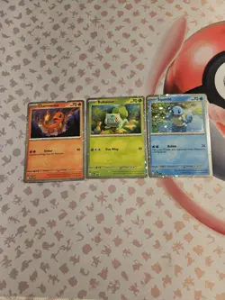 Pokemon 151 Poster Collection Promo Card Set Charmander, Bulbasaur & Squirtle - Image 1