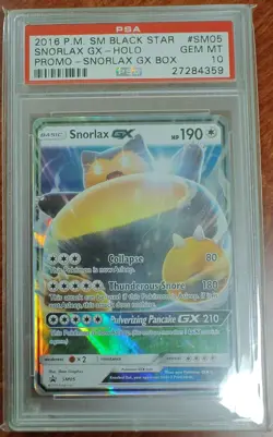 PSA 10 Snorlax GX-Holo #SM05 Pokemon SM Black Star Promo English 2016 - Image 1