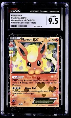Pokemon XY Generations 2016 Flareon EX Holo Radiant RC6/RC32 CGC 9.5 LOW POP - Image 1