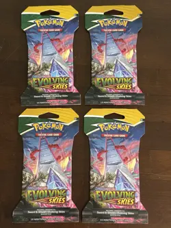 Evolving Skies Sleeved Booster Pack Same Art Set of 4 Factory Sealed Pokemon TCG - Image 1