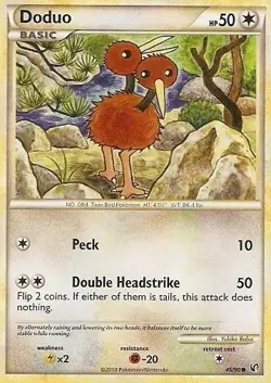 Pokemon - Doduo - 45/90 - Common - Reverse Holo - HS Undaunted - NM - Image 1