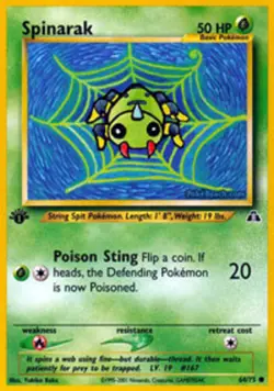 Pokemon - Spinarak - 64/75 - Common - 1st Edition - Neo Discovery - NM - Image 1