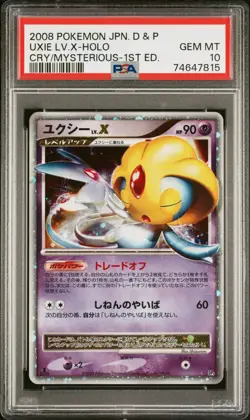 2008 POKEMON JPN DIAMOND & PEARL CRY FROM THE MYSTERIOUS UXIE LV.X-HOLO PSA 10 - Image 1