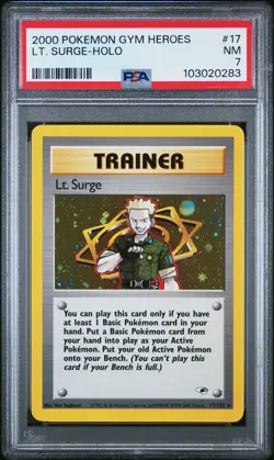 2000 POKEMON GYM HEROES #17 LT. SURGE-HOLO PSA 7 - Image 1
