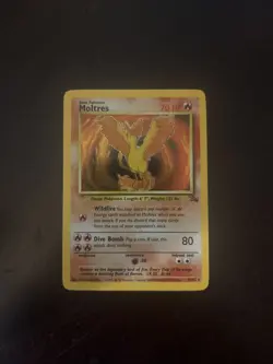 Pokemon TCG Moltres Holo Rare Card 12/62 Fossil Set 1999 - Image 1