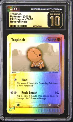 2003 POKEMON EX DRAGON REVERSE HOLO TRAPINCH CGC 10 PRISTINE - Image 1
