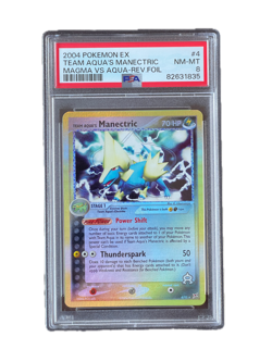 Pokemon Ex Magma vs Aqua 2004 Team Aqua’s Manectric Reverse Holo 4/95 PSA 8 - Image 1