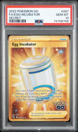 Pokemon Egg Incubator Gold Secret Rare 087/078 2022 PSA 10 Gem Mint - Image 1
