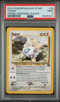 2001 POKEMON PROMO BLACK STAR POKEMON LEAGUE #30 TOGEPI PSA 9 - Image 1
