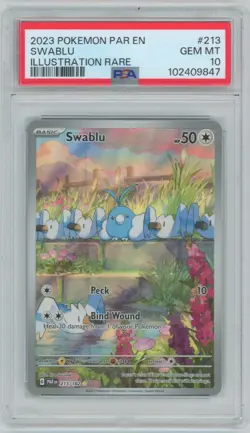 2023 Pokemon TCG Paradox Rift Swablu #213/182 PSA 10 GEM MT Illustration Rare - Image 1