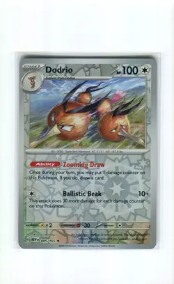 DODRIO 085 REVERSE HOLO SCARLET & VIOLET 151 POKEMON CARD MINT 2023 - Image 1