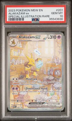 POKEMON 2023 ALAKAZAM EX 201/165 151 SPECIAL ILLUSTRATION RARE PSA 10 - Image 1
