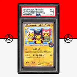 Pokemon PSA 9 Pikachu 203/XY-P Poncho Wearing Mega Campaign 2015 Japanese - Image 1