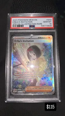 2023 POKEMON MEW EN-151 SPECIAL ILLUSTRATION RARE #203 ERIKA'S INVITATION PSA 10 - Image 1