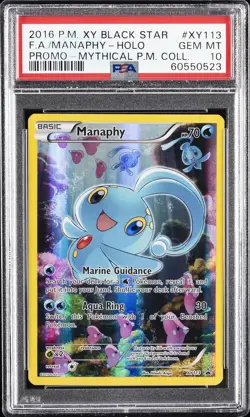 2016 POKEMON XY BLACK STAR PROMO MYTHICAL POKEMON COLL FULL ART/MANAPHY PSA 10 - Image 1