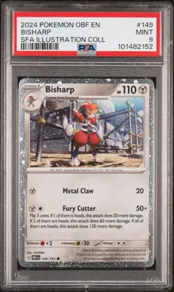 2024 POKEMON OBSIDIAN FLAMES #149 BISHARP PSA 9 COSMOS HOLO OBF EN PROMO - Image 1
