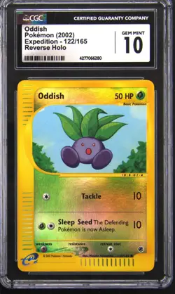 2002 POKEMON EXPEDITION REVERSE HOLO ODDISH CGC 10 - Image 1