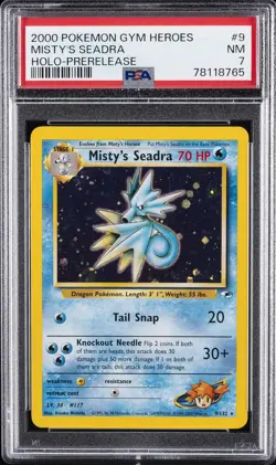 2000 POKEMON GYM HEROES HOLO-PRERELEASE #9 MISTY'S SEADRA PSA 7 - Image 1