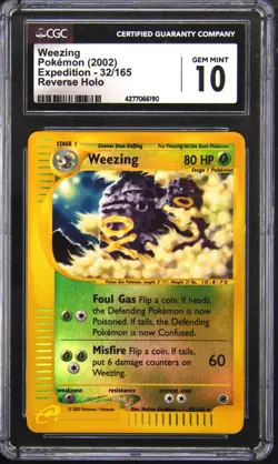 2002 POKEMON EXPEDITION REVERSE HOLO WEEZING CGC 10 - Image 1