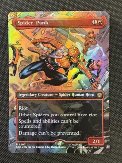 MTG - Spider-Punk - FOIL Borderless Rare #207 - Spider-Man NM - Image 1