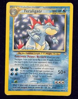 Pokemon TCG Feraligatr Neo Genesis Holo Unlimited Rare Card 4/111 LP - Image 1