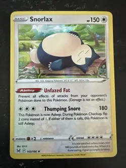Pokemon TCG Snorlax 143/196 Lost Origin Holo Reverse NM - Image 2