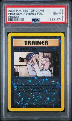 Pokemon 2003 PSA 8 Professor Elm Reverse Holo 3 Best of Game Promo - Image 1