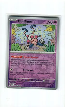MR. MIME 122 REVERSE HOLO SCARLET & VIOLET 151 POKEMON CARD MINT 2023 - Image 1