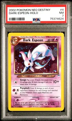 PSA 7 NEAR MINT Dark Espeon HOLO RARE 4/105 Neo Destiny Pokemon Card - Image 1