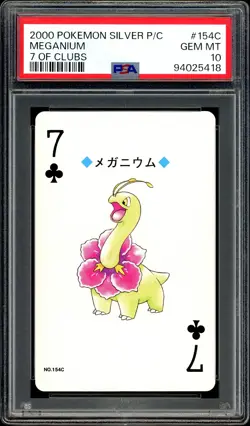 Pokemon PSA 10 Meganium 7 of Clubs Playing Cards 154C Silver Lugia 2000 Japanese - Image 3