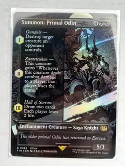 FIN0365 Summon: Primal Odin (Borderless Foil)-Final Fantasy- Magic The Gathering - Image 1