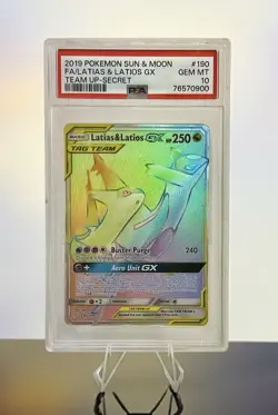 Pokemon PSA 10 Latias & Latios GX 190/181 Rainbow Full Art, Sun & Moon Team Up - Image 1