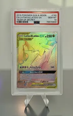 Pokemon PSA 10 Latias & Latios GX 190/181 Rainbow Full Art, Sun & Moon Team Up - Image 2