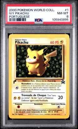 PSA 8 - Ivy Pikachu 1 Black Star Promo Portugese 2000 World Collection - Pokemon - Image 1